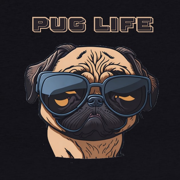 Pug Life - Cool pug with Shades by Thompson Prints